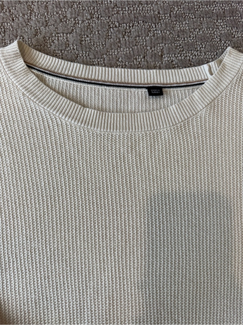 Hugo Boss Cream Short Sleeve Knit Dress Shirt - Picture 2 of 6